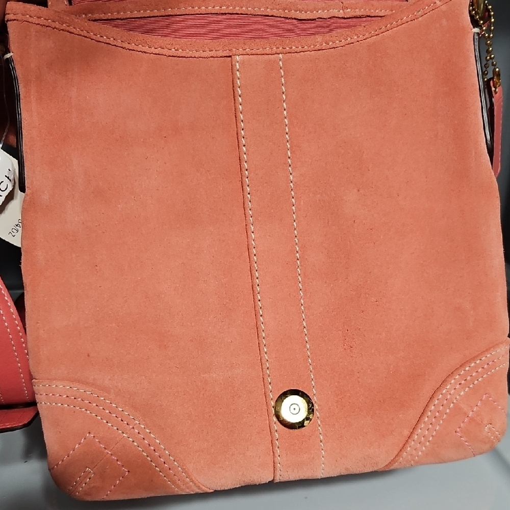 COACH NWT SOHO SUEDE SALMON PINK Crossbody Bag with Coach Suede Kit - Picture 10 of 15